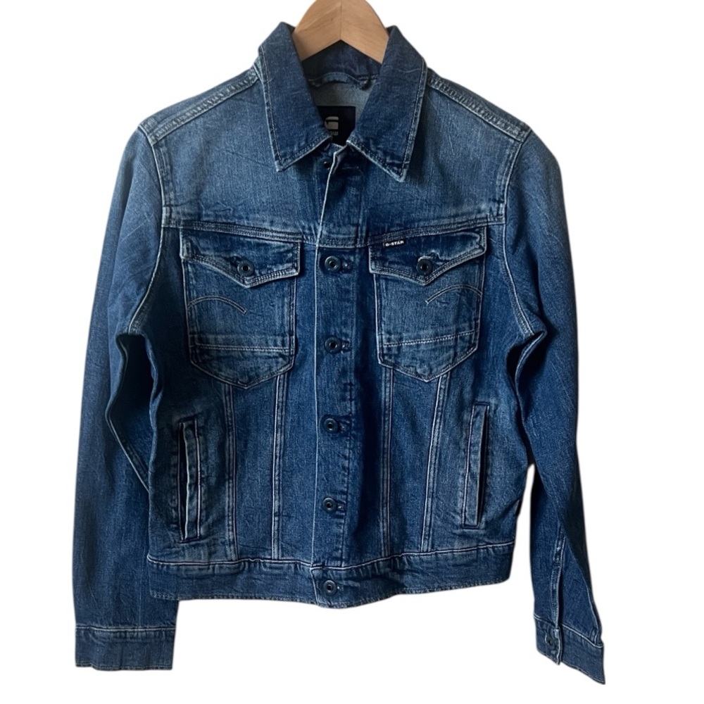 G-Star RAW Arc 3D Denim Jean Jacket Womens Size XS NWT Blue Trucker $130